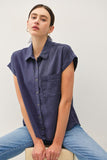 Sofia Button Down Top(Dark Denim)