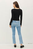 Hanna Square Neck Long Sleeve Top (Black)