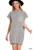 Mock Neck Sweater Dress(Grey)