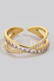 Overlapped Rhinestone Open Band Ring