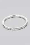 Rhinestone Studded Row Dainty Band Ring (Silver)