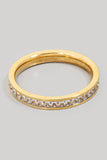 Square Rhinestone Pave Dainty Metallic Band Ring (Gold)