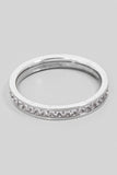 Square Rhinestone Pave Dainty Metallic Band Ring (Silver)