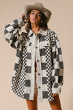 Mixed Checker Corduroy Shacket (Black)