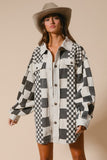 Mixed Checker Corduroy Shacket (Black)