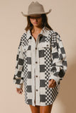 Mixed Checker Corduroy Shacket (Black)