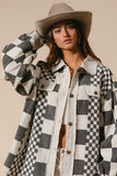 Mixed Checker Corduroy Shacket (Black)