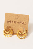 Triple Layered Hoop Earrings (Gold)