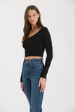 Finley Scoop Neck Basic Long Sleeve Top (Black)