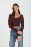 Finley Scoop Neck Basic Long Sleeve Top (Maroon)