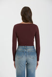 Finley Scoop Neck Basic Long Sleeve Top (Maroon)