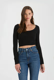 Finley Scoop Neck Basic Long Sleeve Top (Black)