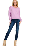 Front Seam Round Neck Sweater (Mauve)