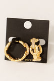 Pave Hinge Chain Hoop Earrings