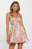 Metallic Jacquard Mini Dress (Pink)