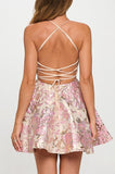 Metallic Jacquard Mini Dress (Pink)