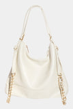 Faux Leather Chain Shoulder Bag (Ivory)