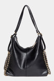 Faux Leather Chain Shoulder Bag (Black)