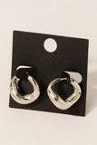 Warped Hinge Hoop Earrings (Silver)