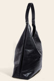 Faux Leather Tote & Cosmetic Bag (Black)