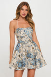 Metallic Jacquard Mini Dress (Blue)