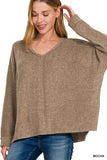 Oh So Cozy V Neck Top (Mocha)