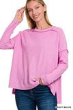 Exposed Seam Ribbed Sweater (Bright Mauve)