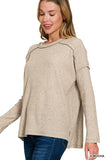 Exposed Seam Ribbed Sweater (H Mocha)