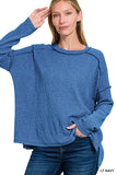 Exposed Seam Ribbed Sweater (Light Navy)