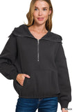 Amber Fleece Half Zip Hoodie (Black)