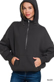 Amber Fleece Half Zip Hoodie (Black)