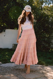 Clair Tiered Maxi Skirt (Peach Pink)