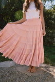 Clair Tiered Maxi Skirt (Peach Pink)