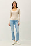 Brandy Basic Long Sleeve Top (Oatmeal)