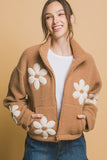 Flower Power Sherpa Jacket (Camel)