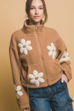 Flower Power Sherpa Jacket (Camel)