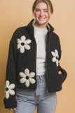 Flower Power Sherpa Jacket (Black)