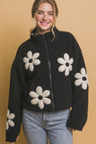 Flower Power Sherpa Jacket (Black)