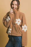 Flower Power Sherpa Jacket (Camel)