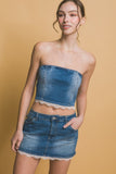 Morgan Denim Top & Skirt Set (Blue)