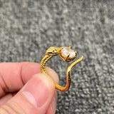 Snake Coiled Zircon 18K Gold Plated Stainless Steel Ring