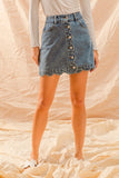 Scallop Buttoned Denim Skirt