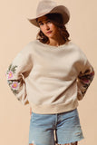 Floral Embroidered Pullover (Oatmeal)