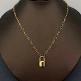 18k Gold Plated Lock Charm Necklace