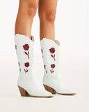 Arden Floral Boots (White-Red)