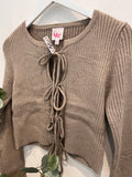 Abigail Front Tie Sweater (Taupe)