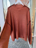 Blanket Stitch Sweater(Rust)