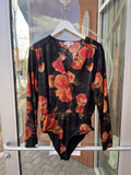 Maya Floral Bodysuit (Black)