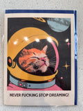 Space Cat Dreams Funny Card