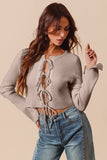 Abigail Front Tie Sweater (Taupe)